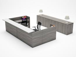 2 Person Reception Desk with Storage - Amber Series