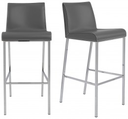 Contemporary Leather Bar Stool - Set of 2 