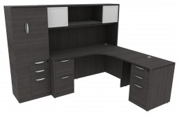 L Shaped Desk with Hutch and Storage