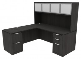 L Shaped Desk with Drawers and Hutch