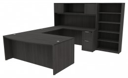 Bow Front Desk with Hutch