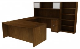 Bow Front Desk with Hutch