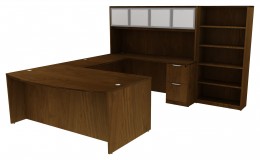 Bow Front U-Shaped Desk with Hutch