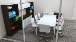 Glass Top Conference Table and Chairs Set - Sling Series