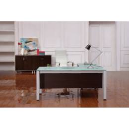 L Shaped Desk with Glass Top - Sling Series