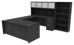 Bow Front U Shaped Desk with Storage