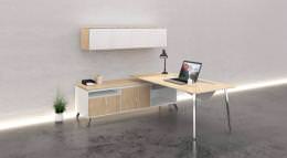 Modern L Shaped Desk with Storage - OneSuite