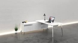 Modern L Shaped Desk with Side Storage - OneSuite