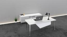 Modern Rectangular Desk with Storage Credenza - OneSuite