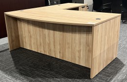 Bow Front L-Shape Desk with Suspended Pedestal