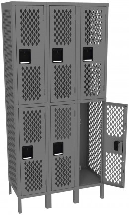 Three Double-Tier Gym Lockers with Legs