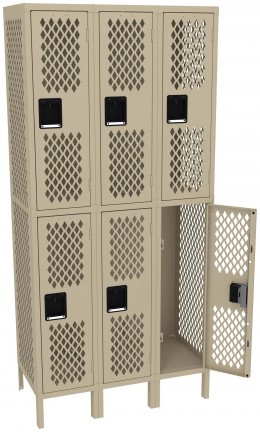 Three Double-Tier Gym Lockers with Legs
