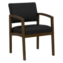 Leather Guest Chair with Wood Frame