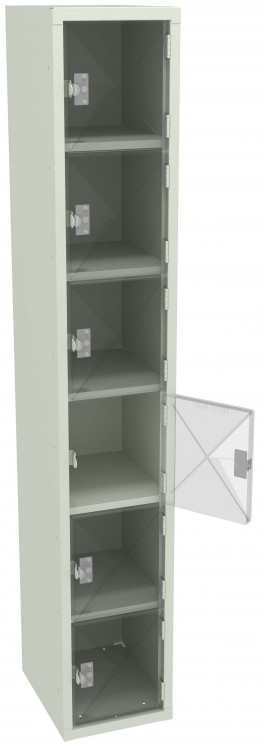Six Clear Storage Lockers