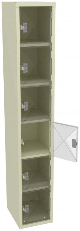 Six Clear Storage Lockers