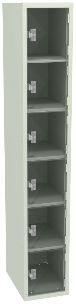 Six Clear Storage Lockers
