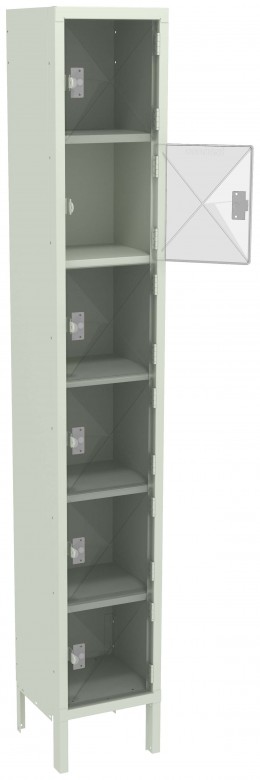 Six Clear Storage Lockers with Legs