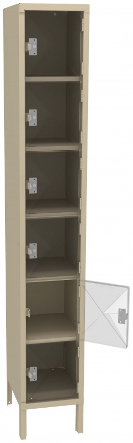 Six Clear Storage Lockers with Legs
