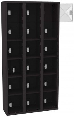Eighteen Clear Storage Lockers