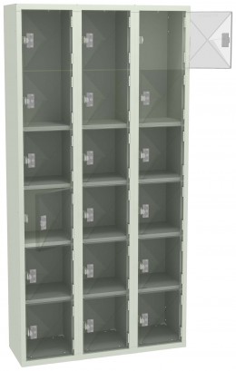 Eighteen Clear Storage Lockers