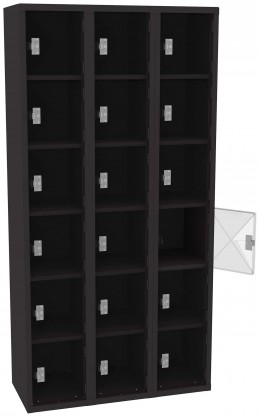 Eighteen Clear Storage Lockers