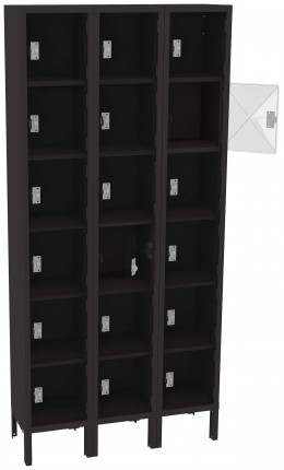 Eighteen Clear Storage Lockers with Legs