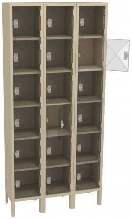 Eighteen Clear Storage Lockers with Legs