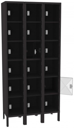 Eighteen Clear Storage Lockers with Legs