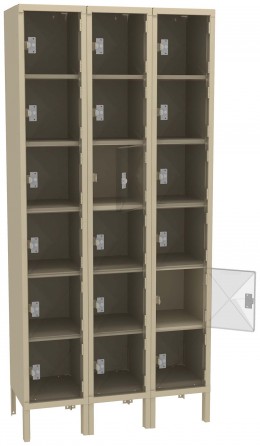 Eighteen Clear Storage Lockers with Legs