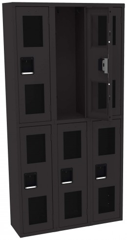 Three Dual-Tier Clear Lockers