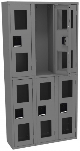 Three Dual-Tier Clear Lockers