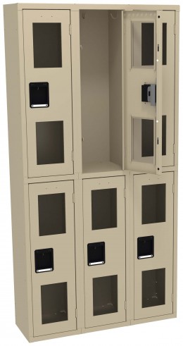 Three Dual-Tier Clear Lockers
