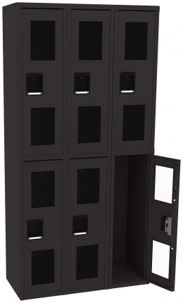 Three Dual-Tier Clear Lockers