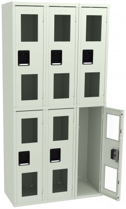 Three Dual-Tier Clear Lockers