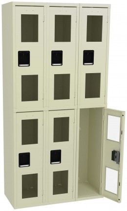 Three Dual-Tier Clear Lockers