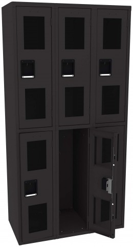 Three Dual-Tier Clear Lockers