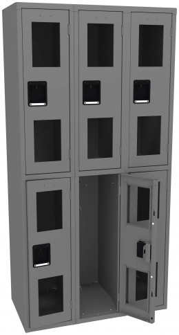 Three Dual-Tier Clear Lockers