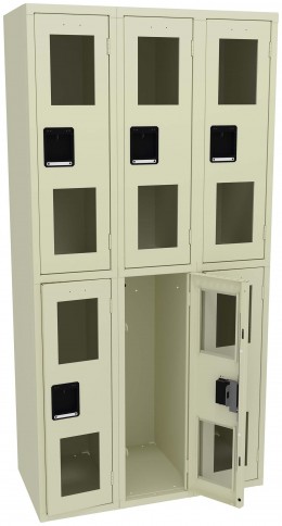 Three Dual-Tier Clear Lockers