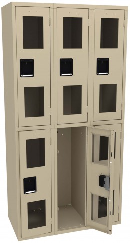 Three Dual-Tier Clear Lockers