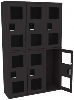 Three Dual-Tier Clear Lockers