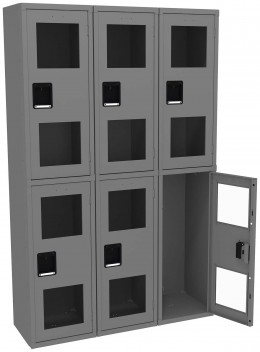 Three Dual-Tier Clear Lockers