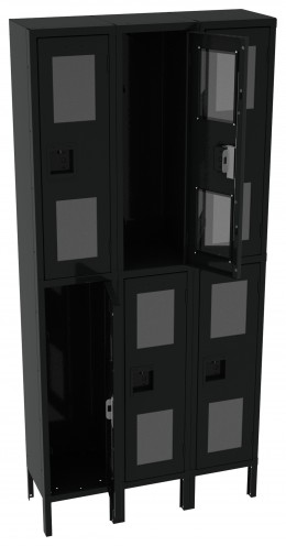 Three Dual-Tier Clear Lockers with Legs