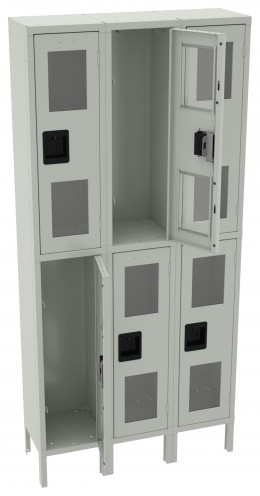 Three Dual-Tier Clear Lockers with Legs