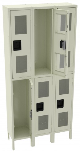 Three Dual-Tier Clear Lockers with Legs