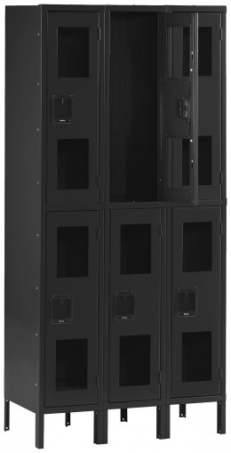 Three Dual-Tier Clear Lockers with Legs