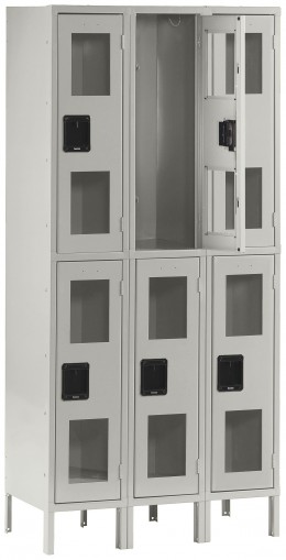 Three Dual-Tier Clear Lockers with Legs