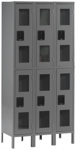 Three Dual-Tier Clear Lockers with Legs