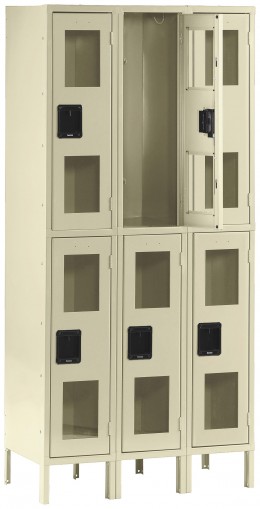 Three Dual-Tier Clear Lockers with Legs