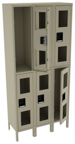 Three Dual-Tier Clear Lockers with Legs