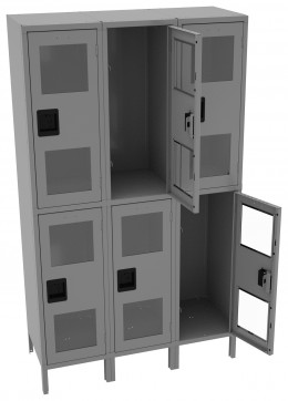 Three Dual-Tier Clear Lockers with Legs